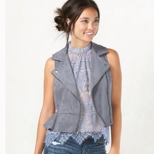 Lauren Conrad Peplum Suede Zipper Vest✨